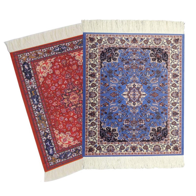 kotoyas Rug Mouse Pad, 2 Pack Woven Rug Bohemian Style Carpet Mouse Pad for Table DÃ©cor - Image 1